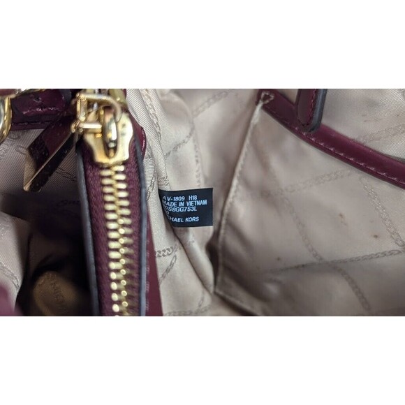 MICHAEL KORS GRAMERCY LARGE OX BLOOD PEBBLED LEATHER SATCHEL BAG PURSE - Picture 13 of 15